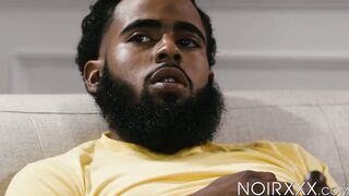Bearded hunk West masturbates his throbbing BBC during sex