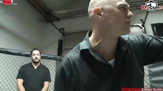 Blonde skank with small melons anal nailed in a boxing