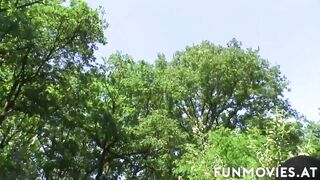 Petite Jackie Tiefenbacher fucking inside the woods