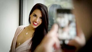French Bombshell dark haired Clea Gaultier seduces the bartender