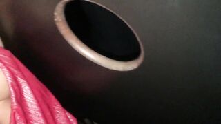 Lovers enjoing glory hole at the club, she love take