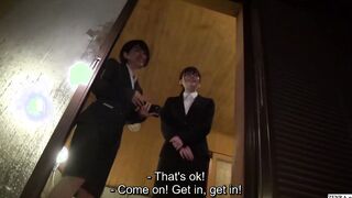 Japanese female employees take part into a cheating wives group sex