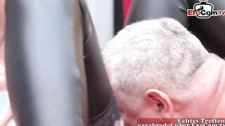 German tiny breasts 18 hooker got gang bang from ugly older man