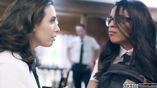 Stepsiblings take turns fucking student