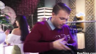 Codey sneakily fucks Bella in a boutique