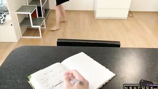 Virgin Hot Stepsister Learns a Blowjob