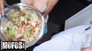 MOFOS - Long tit Blonde Kit Mercer fucks point of watch into the kitchen