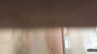 Peeking at my sexy showering stepmother