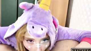 Unicorn Costume Stepsister Sucking Dick