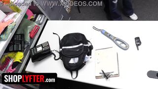 Fit Thief With Pierced Nipples Veronica Church Gaggs On Security Officer's Fat Cock - Shoplyfter