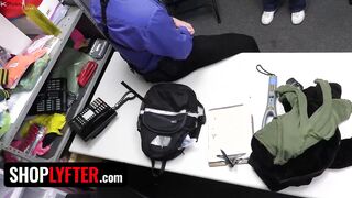 Fit Thief With Pierced Nipples Veronica Church Gaggs On Security Officer's Fat Cock - Shoplyfter
