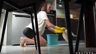 Sexy Stepsister SolaZola Cleans and Gets