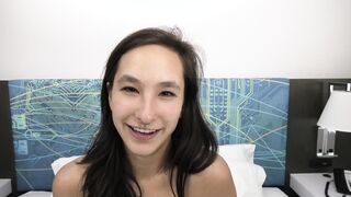 This POV features a sexy Latina teen with some hair on her pussy