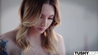 TUSHY Slim Blonde has passionate anal with mature man