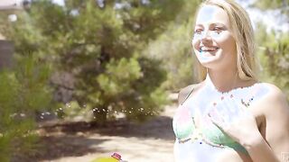 A water gun fight is merely foreplay for Anya Olsen, Kimmy Granger, and Scarlett Sage.
