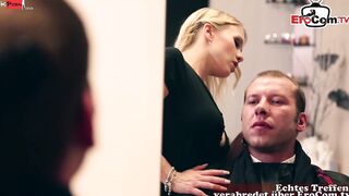 Big Titted German Bae Hairdresse seduce her customer for a Boned
