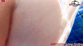 2 German chick screwed into a threesome by the Pool