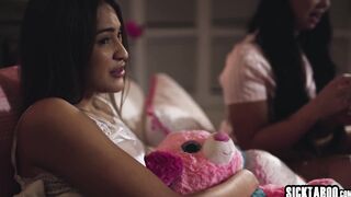 Slumber party and rough sex with stepbro