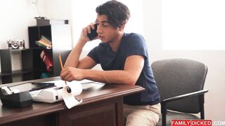Daddy and his son anal fucking on office desk