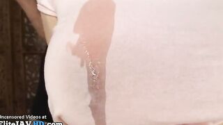 Hot babe with amazing big tits enjoys oil massage