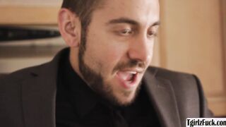 Babe toying guys ass while he fucks ts