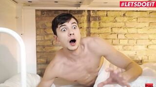 TURNED ON HOSTEL - Dude Fucks Long Boobed babe Redhead Mini Vampp While Bf Is Away