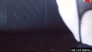 Orgasming with Hot wax on her titties and her finger bang inside her pussy