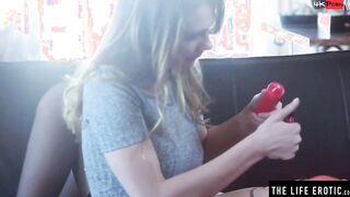 Orgasming with Hot wax on her titties and her finger bang inside her pussy