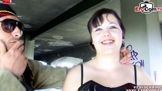 Chubby ebony haired natural skank with a huge butt nailed outside