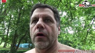 Skinny Red haired teenage sluts plowed with an older man inside the Woods