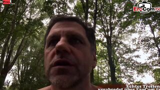 Skinny Red haired teenage sluts plowed with an older man inside the Woods