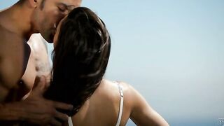 Smoking Beauty Vanessa Sixxx stares at the crazy hot see of her glass balcony and spies her man, Marco Rivera, on