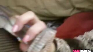 Amateur babe Chloe James stuffs her pussy deep with new toy