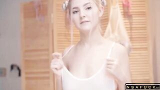 Kawaii Stepsister Gets Creampie and Facial Eva Elfie