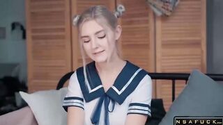 Kawaii Stepsister Gets Creampie and Facial Eva Elfie