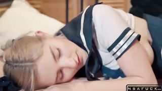 Kawaii Stepsister Gets Creampie and Facial Eva Elfie
