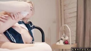 Kawaii Stepsister Gets Creampie and Facial Eva Elfie