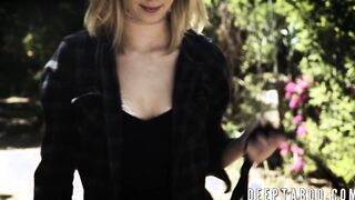 Hitchhiker bimbo gets fucked in taboo porn video by two guys