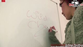 Slender red haired Mom with tiny melons fucking at the casting couch