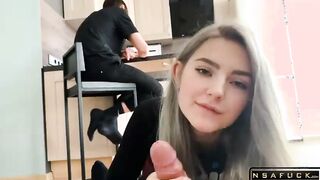 Fucking a cuckold Stepsister to cum on h