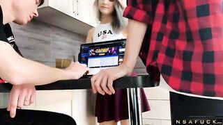 Fucking a cuckold Stepsister to cum on h