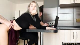 Fucking a cuckold Stepsister to cum on h