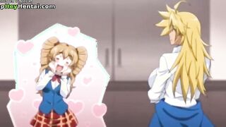 Hentai horny teens with big tits have group sex