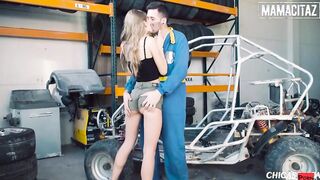 MAMACITAZ - Skinny Blonde Tiffany Tatum Is Turned On For Mechanic's Gigantic Dick