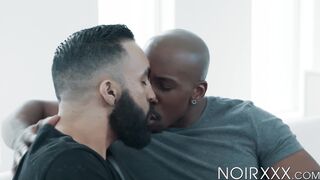 Tattooed hunk Zaddy moans during interracial anal drilling
