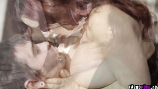 Natasha seduces Lucky with her massive tits
