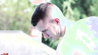 Beauty dark haired Alentina Fiore gives rimjob at the poolside
