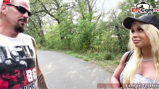 German outside Sex Date with a blonde fitness bimbo