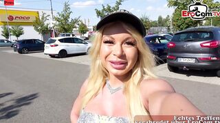 German outside Sex Date with a blonde fitness bimbo