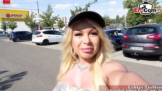 German outside Sex Date with a blonde fitness bimbo